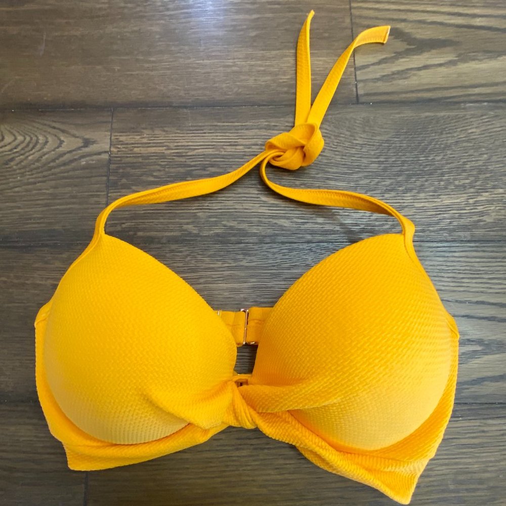 Shade & Shore 38D Yellow Halter Bikini Top